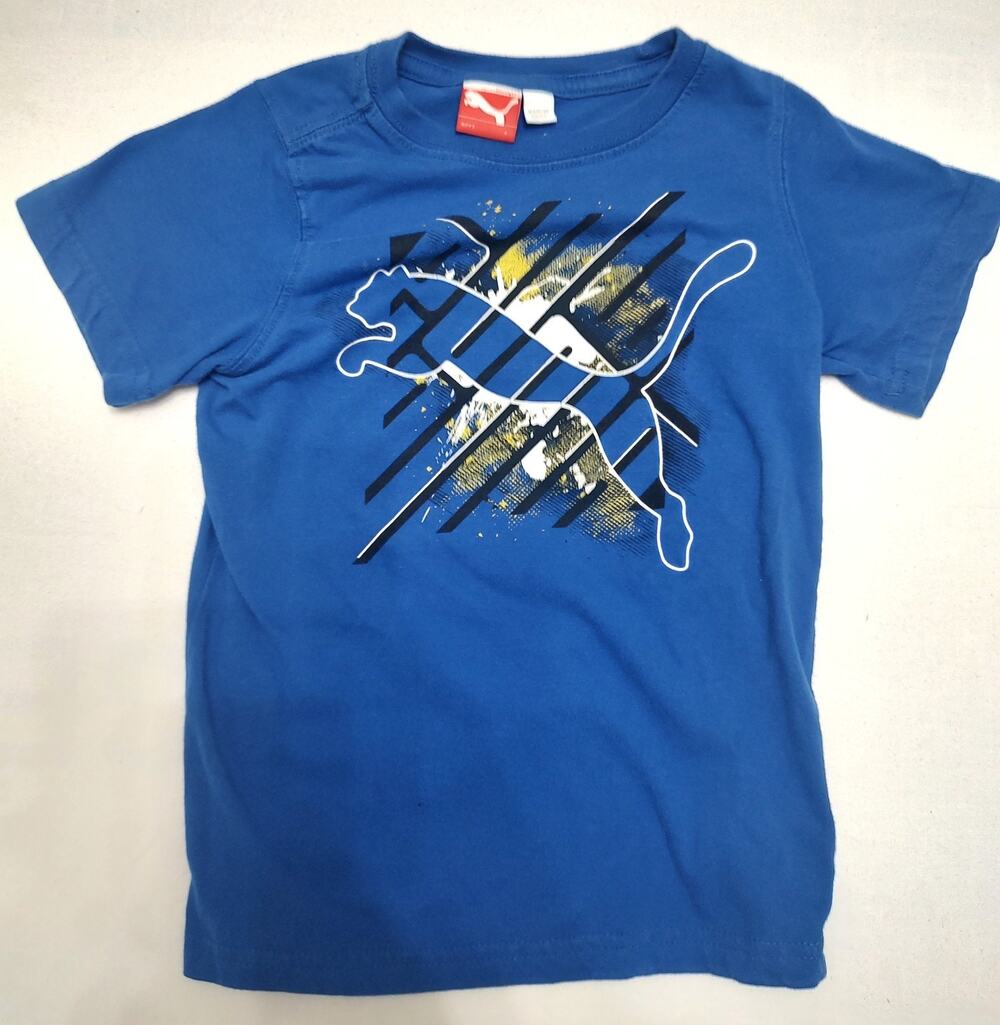 Puma T-shirt, blue, boy's size 4 with stylized logo print